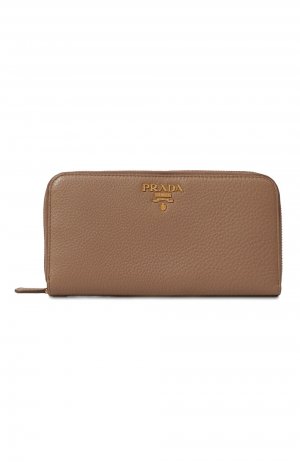 Кожаный кошелек Prada. Цвет: бежевый