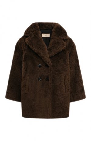 Шерстяное пальто Yves Salomon Enfant. Цвет: коричневый