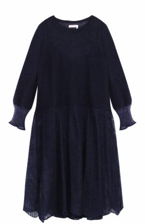 Вязаное мини-платье с укороченным рукавом See by Chloé. Цвет: темно-синий