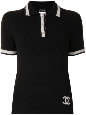 Рубашка поло 2004-го года с логотипом CC Chanel Pre-Owned. Цвет: черный