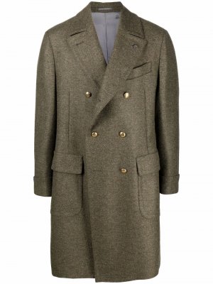 Двубортное шерстяное пальто Gabriele Pasini. Цвет: зеленый