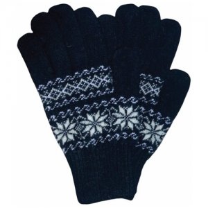 Женские зимние перчатки шерстяные с рисунком CROWN