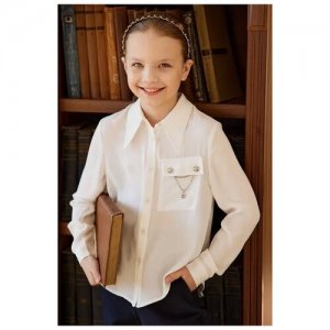 Школьная блуза Deloras, размер 152, бежевый DELORAS. Цвет: бежевый/молочный