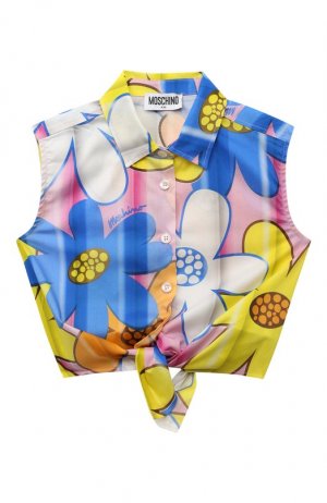 Хлопковая блузка Moschino. Цвет: разноцветный