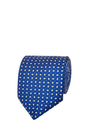 Шелковый галстук из сатина с принтом пейсли SILVIO FIORELLO. Цвет: синий