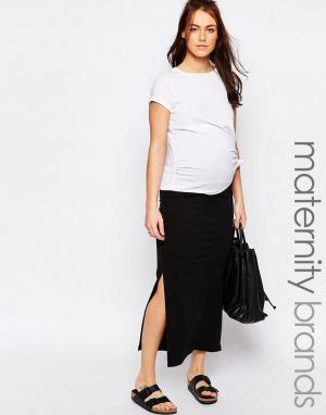 Узкая трикотажная юбка макси для беременных Mamalicious Mama.licious. Цвет: черный