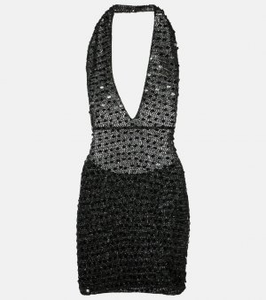 Мини-платье с воротником-халтер и пайетками , черный Aya Muse