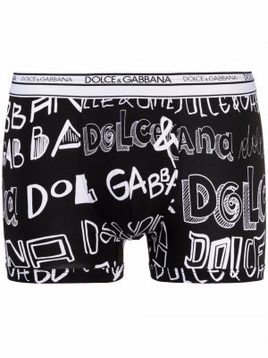 Боксеры с логотипом Dolce & Gabbana. Цвет: черный