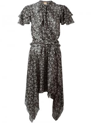 Асимметричное платье с цветочным принтом Pascal Millet. Цвет: чёрный