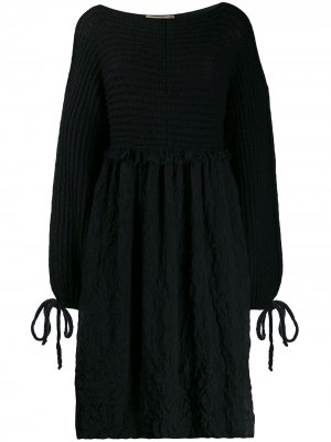 Расклешенное платье с длинными рукавами Maison Flaneur. Цвет: черный