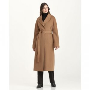 Пальто-халат  демисезонное, шерсть, силуэт прямой, удлиненное, размер 50, коричневый Heresis. Цвет: коричневый