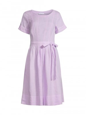 Присборенное льняное платье с короткими рукавами , сиреневый ROSSO35