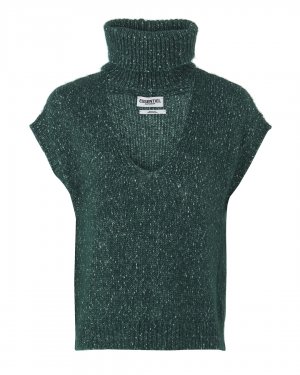 Пуловер с воротником Essentiel. Цвет: зеленый+белый