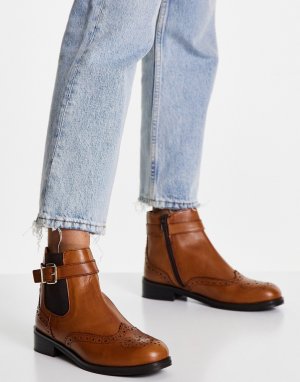 Коричневые кожаные ботинки челси с пряжкой -Коричневый цвет Dune