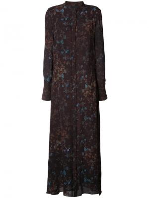 Платье с цветочным принтом Josh Goot. Цвет: коричневый