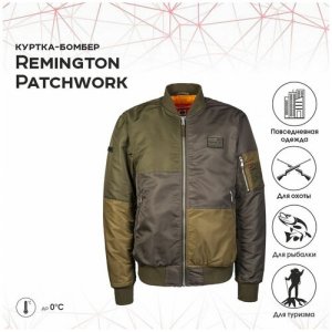 Куртка-бомбер Patchwork S Remington. Цвет: зеленый