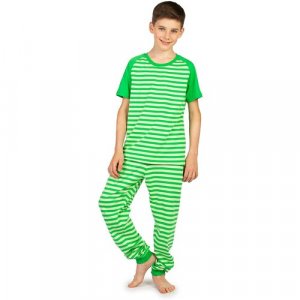 Пижама , футболка, брюки, манжеты, размер 128, зеленый N.O.A.. Цвет: зеленый