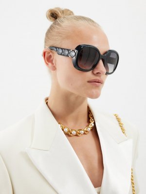 Солнцезащитные очки lady 95.22 r2i в круглой оправе из ацетата DIOR, черный Dior