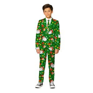 Зеленый рождественский костюм Santa Elves для мальчиков 4–16 лет: комплект из пиджака, брюк и галстука Suitmeister