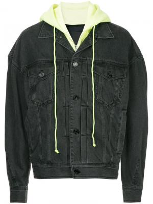 Джинсовая куртка с капюшоном многослойным эффектом Juun.J. Цвет: черный