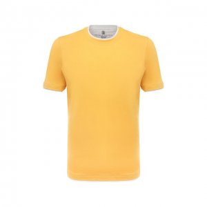 Хлопковая футболка Brunello Cucinelli. Цвет: жёлтый