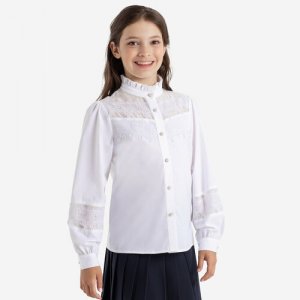 Школьная блуза , размер 158, белый Kapika. Цвет: белый/белый-бежевый
