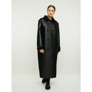 Пальто , размер 50, черный ALEF. Цвет: черный