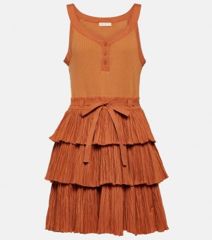 Многоярусное мини-платье ULLA JOHNSON, коричневый Johnson