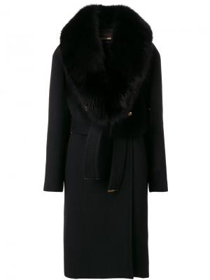 Шерстяное пальто Roberto Cavalli. Цвет: чёрный