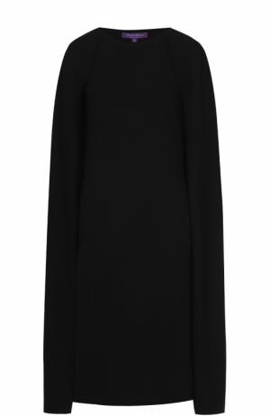 Вязаное платье из шерсти с накидкой Ralph Lauren. Цвет: черный