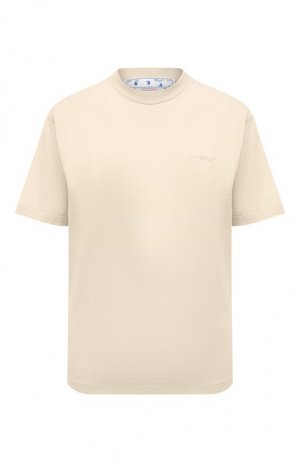 Хлопковая футболка Off-White. Цвет: кремовый