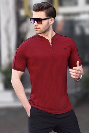 Бордово-красная мужская футболка с воротником поло 9281 MADMEXT