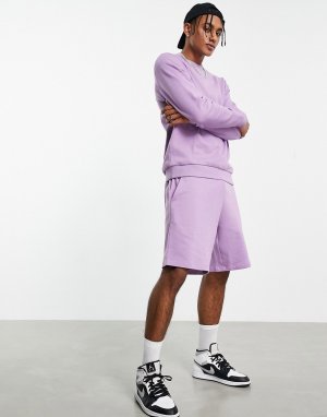Фиолетовый спортивный костюм со свитшотом и oversized-шортами -Фиолетовый цвет ASOS DESIGN