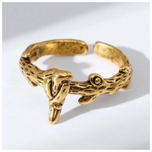 Кольцо Перстень ворон, цвет чернёное золото, безразмерное 7825862 GrowUp. Цвет: золотой