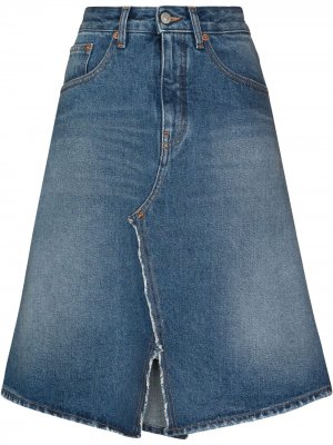 Джинсовая юбка А-силуэта с завышенной талией MM6 Maison Margiela. Цвет: синий