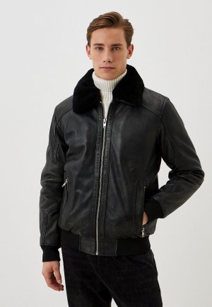 Куртка кожаная утепленная Urban Fashion for Men. Цвет: черный