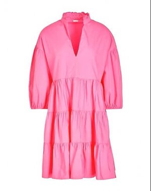 Хлопковое короткое платье с пышными рукавами 8 by YOOX, розовый Yoox