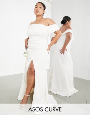 Свадебное платье со спущенными плечами и драпировкой Curve Beatrice-Разноцветный ASOS EDITION