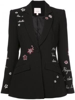 Пиджак с цветочным узором Cinq A Sept. Цвет: черный