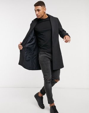 Темно-серое шерстяное пальто -Серый Hollister