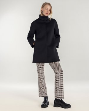 Женское пальто из неопрена с воротником-воронкой , черный Naulover. Цвет: черный