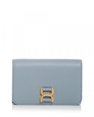 Компактный кожаный кошелек Marcie среднего размера Chloe, цвет Blue Chloé