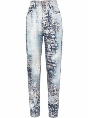 Зауженные джинсы с логотипом Dolce & Gabbana. Цвет: синий