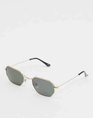 Солнцезащитные очки в золотистой шестиугольной оправе -Золотистый Jeepers Peepers
