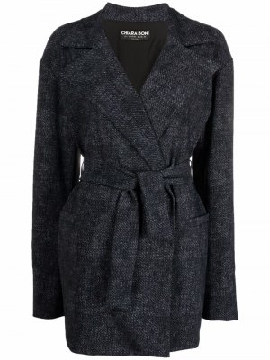 Фактурное пальто с поясом Le Petite Robe Di Chiara Boni. Цвет: черный