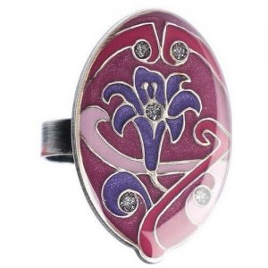 Кольцо , эмаль, фиолетовый Clara Bijoux. Цвет: фиолетовый