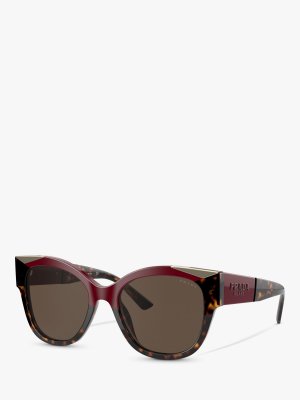 Женские солнцезащитные очки-подушка PR 02WS, вишневый/темный Гавана Prada