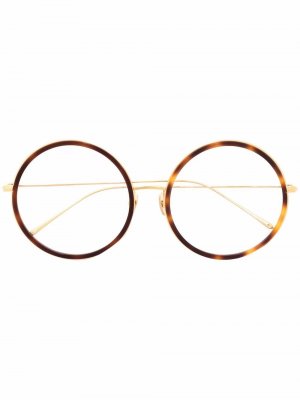 Tortoiseshell round-frame glasses Linda Farrow. Цвет: черный