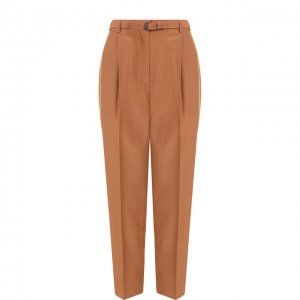 Укороченные шелковые брюки с поясом Bottega Veneta. Цвет: коричневый