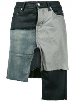 Джинсовая юбка со вставками Rick Owens. Цвет: черный